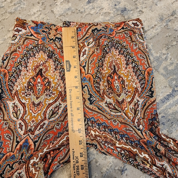 Zara Flare Brown Paisley Printed Pants Size Small Stretch Waist Size Small - Picture 7 of 16